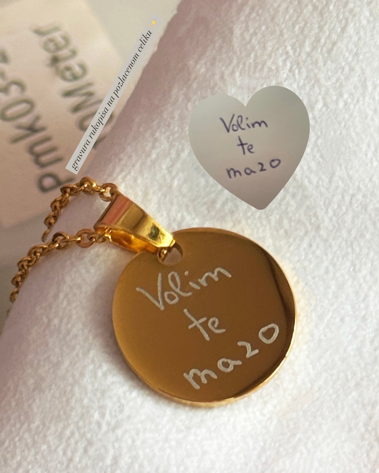 Čelična ogrlica s gravurom rukopisa